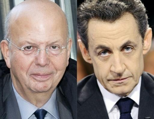Montage d'une photo de Patrick Buisson, prise le 15 octobre 2012 a Paris et d'une photo de Nicolas Sarkozy prise le 6 mars 2012 a Paris