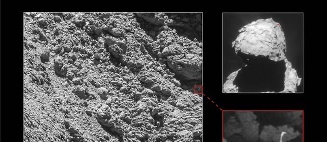Le robot europeen Philae, dont on avait perdu la trace sur la comete Tchouri apres son atterrissage mouvemente en novembre 2014, a ete localise par une camera de la sonde Rosetta