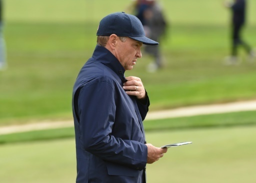 Le capitaine de l'equipe americaine de golf Davis Love durant la Ryder Cup le 28 septembre 2016 a Chaska (Minnesota) 