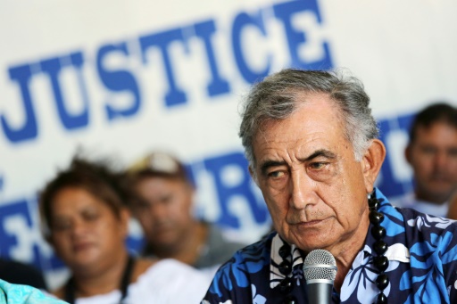 Le séparatiste polynésien Oscar Temaru lors d'une conférence de presse à Papeete le 24 juillet 2014 © GREGORY BOISSY AFP/Archives