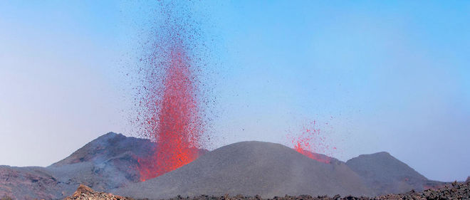 Le volcan de La Fournaise en eruption, en septembre 2016. Image d'illustration. 