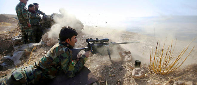 Guerre de liberation. 23 octobre,Nawaran.Les combattants peshmergas preparent la prise de Bashiqa, dernier verrou avant Mossoul.
 