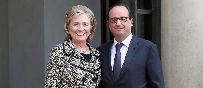 Hillary Clinton et Francois Hollande a l'Elysee le 8 juillet 2014. 