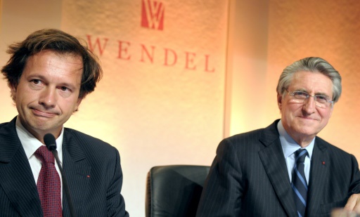 Jean-Bernard Lafonta et Ernest-Antoine Seillière durant une assemblée générale du groupe Wendel, le 9 juin 2008 à Paris © ERIC PIERMONT AFP/Archives