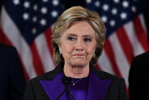 La candidate démocrate battue Hillary Clinton le soir de sa défaite, le 9 novembre 2016 © JEWEL SAMAD AFP/Archives