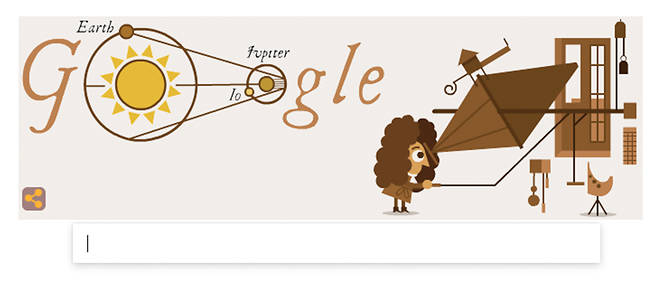 Google celebre l'astronome Ole Romer, premier a mesurer scientifiquement la vitesse de la lumiere.