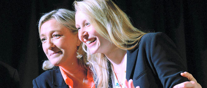 Marion Marechal-Le Pen et sa tante Marine Le Pen lors des municipales de 2014.
 
 