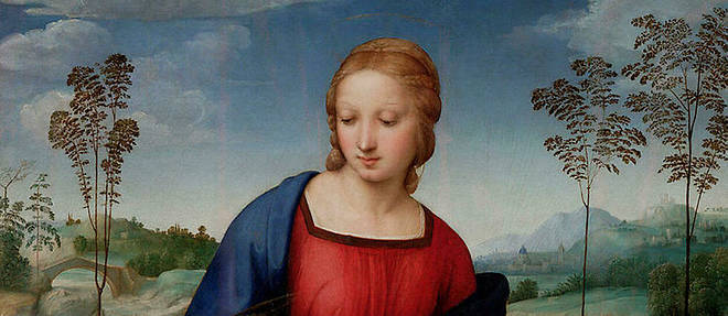 << La Vierge au chardonneret >> (detail, 1505 a 1506) de Raphael (1483-1520). Florence, Galerie des Offices.