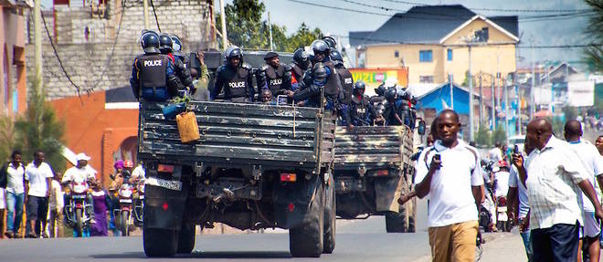 Les forces de securite a Goma, dans le Kivu, le 19 decembre 2016. 