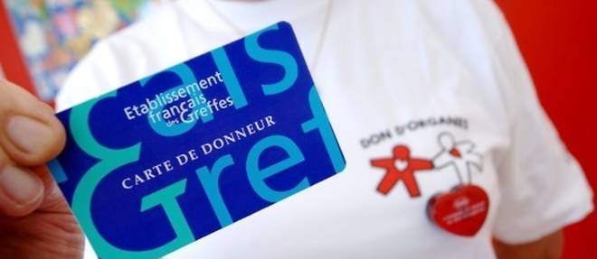 Photo d'une carte de donneur prise le 23 juillet 2007 a Caen sur un stand d'information concernant les dons d'organes