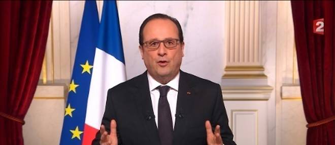 Le president Francois Hollande lors de ses voeux aux Francais le 31 decembre 2015