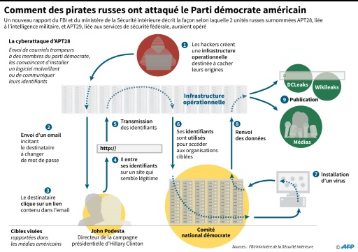 Comment des pirates russes ont attaqué le Parti démocrate américain © John SAEKI, Laurence CHU, Vincent LEFAI AFP