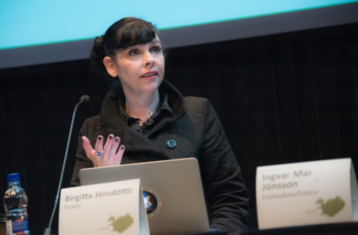 Birgitta Jonsdottir du parti Pirate participe à un débat à Reykjavik, en Islande, le 24 octobre 2016 © Halldor KOLBEINS AFP