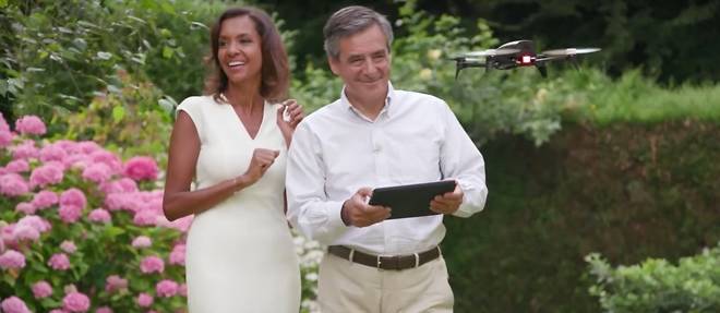 Francois Fillon aux commandes d'un drone dans l'emission de Karine Le Marchand. 
