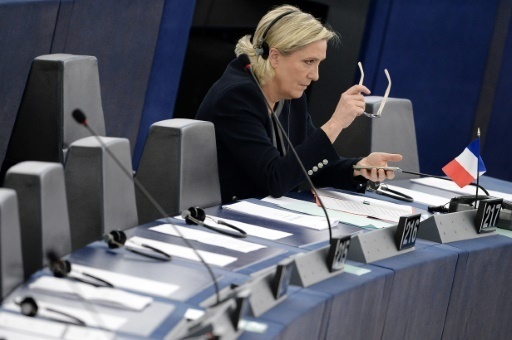 Marine Le Pen au Parlement europeen le 26 octobre 2016 a Strasbourg