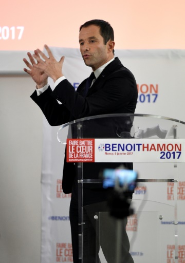 Benoît Hamon en meeting à Nancy, le 6 janvier 2017 © JEAN-CHRISTOPHE VERHAEGEN AFP