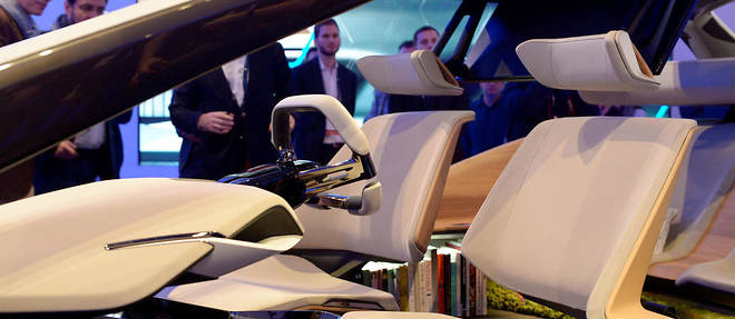 Le concept interieur d'une voiture autonome BMW au salon de l'electronique de Las Vegas.