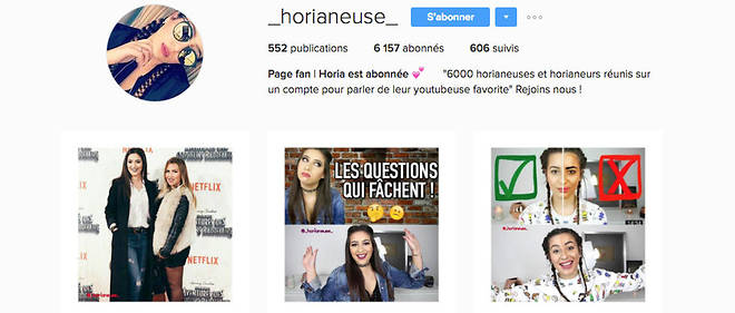 Capture d'ecran d'un compte Instagram s'adressant aux fans de la youtubeuse Horia.