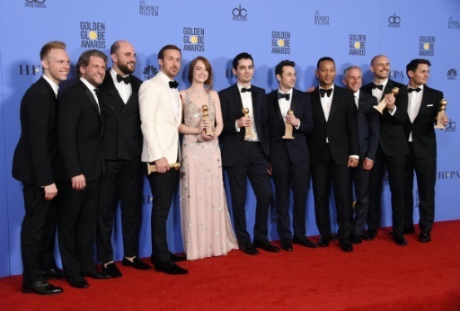 Les comediens et l'equipe de la comedie musicale "La La Land", le 9 janvier 2017 a Beverly Hills