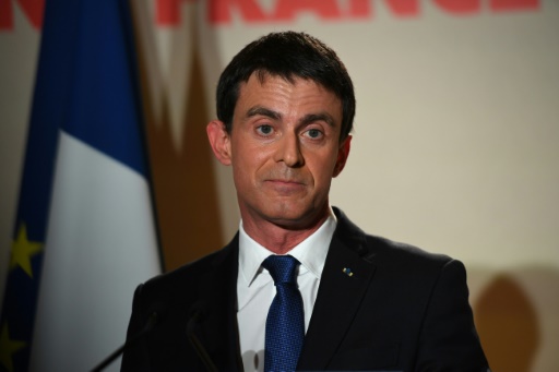 Manuel Valls lors de son discours prononcé au soir de sa défaite au second tour de la primaire PS, le 29 janvier 2017 à Paris  © Eric FEFERBERG AFP