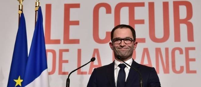 Benoit Hamon, vainqueur de la primaire elargie du PS, le 29 janvier 2017 a Paris