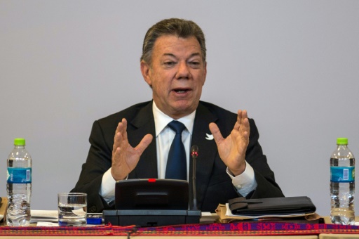 Le président colombien Juan Manuel Santos, le 27 janvier 2017 à Arequipa, lors d'une visite au Pérou © ERNESTO BENAVIDES AFP