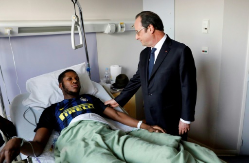 Le président François Hollande au chevet de Théo à l'hôpital Robert Ballanger le 7 février 2017 à Aulnay-sous-Bois  © Arnaud Journois LE PARISIEN/AFP