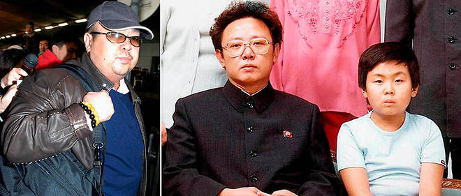 Le fils aine illegitime de Kim Jong-il, Kim Jong-nam, ici en 2007 a l'aeroport de Pekin. A droite avec son pere le Cher Leader en 1981. Il a ete assassine le 13 fevrier 2017 a l'aeroport de Kuala Lumpur.