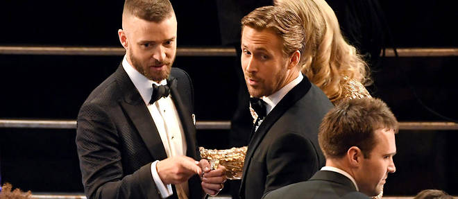 Justin Timberlake et Ryan Gosling durant la 89e ceremonie des Oscars.