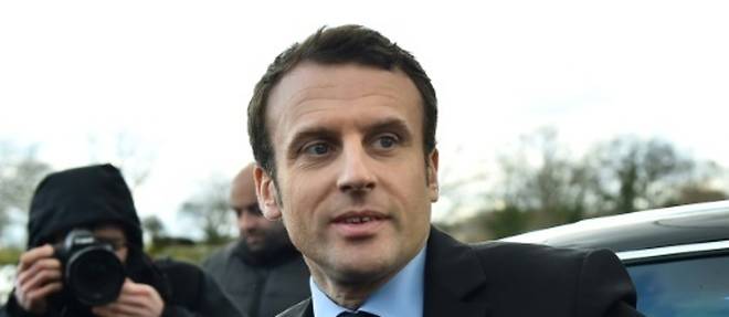 Emmanuel Macron, candidat a la presdentielle, le 28 fevrier 2017 a Gennes-sur-Glaize  