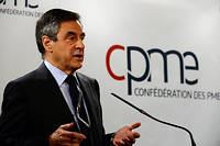 Francois Fillon a expose son programme economique devant les patrons de la Confederation des petites et moyennes entreprises (CPME) (C)ERIC PIERMONT
