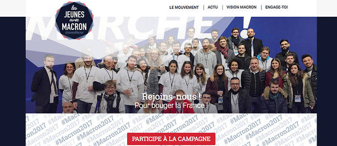Capture d'ecran du site internet des Jeunes avec Macron. 