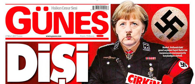 Le journal turc alimente les propos de Recep Tayyip Erdogan, accusant la chanceliere allemande de "pratiques nazies".