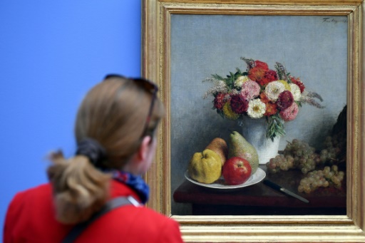 "Fleurs et fruits" peint en 1860 par Henri Fantin-Latour dans l'exposition "Fantin-Latour, A fleur de peau" au Musée de Grenoble, le 17 mars 2017 © JEAN-PIERRE CLATOT AFP