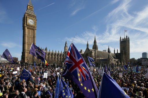 Manifestation contre le Brexit sur Parliament Square à Londres, le 25 mars 2017 © Daniel LEAL-OLIVAS AFP