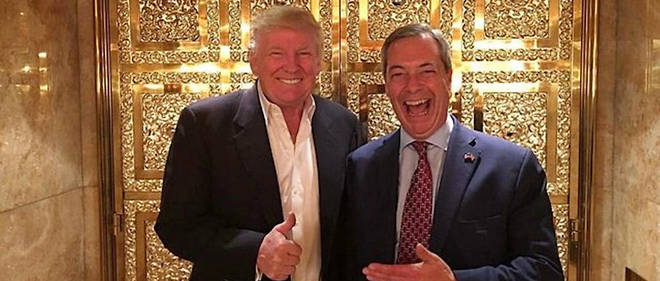 Novembre 2016. Nigel Farage rend visite a Donald Trump quelques jours apres sa victoire dans les urnes. 
 