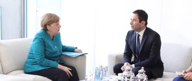 Angela Merkel rencontre Benoit Hamon a Berlin. 