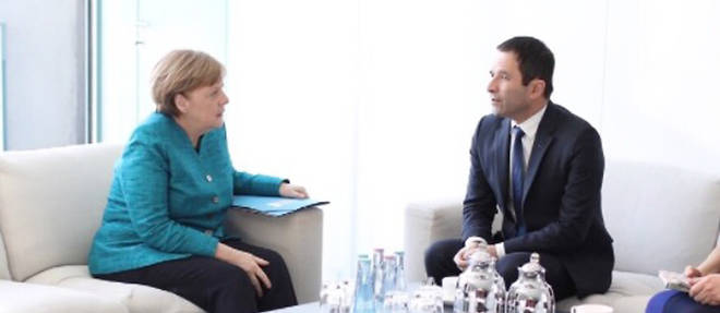 Angela Merkel rencontre Benoit Hamon a Berlin. 