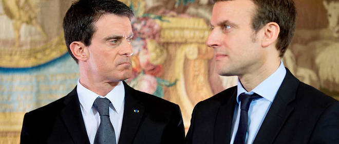 Manuel Valls et Emmanuel Macron en fevrier 2016
