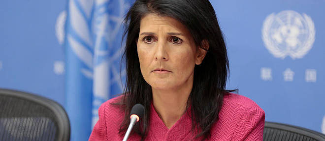 Nikki Haley en conference de presse a l'ONU le 3 avril. L'ambassadrice n'a pas sa langue dans sa poche, dissipant les ambiguites de la diplomatie americaine.