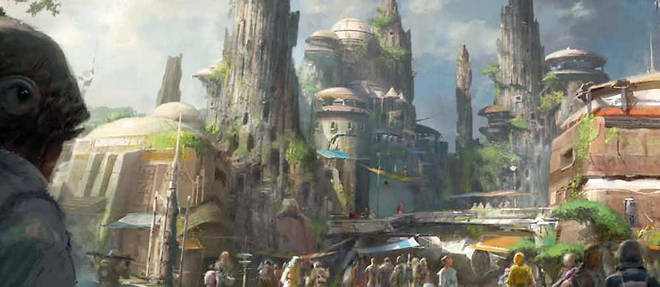 Un concept art de Star Wars Land, la prochaine attraction des parcs Disney prevu pour 2019.