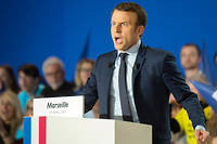 L'ancien ministre de l'Économie Emmanuel Macron lors d'un meeting de campagne à Marseille.