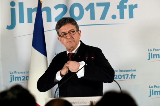 Le candidat de la France Insoumise à l'élection présidentielle, Jean-Luc Mélenchon, le 23 avril 2017 après l'annonce des résultats du premier tour, à Paris  © Bertrand GUAY AFP/Archives