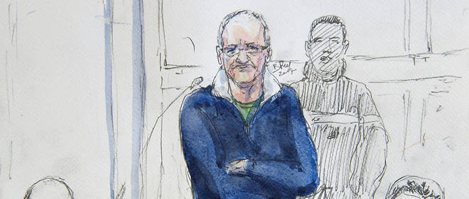 Un dessin montre Francis Heaulme au premier jour de son proces, le 25 avril 2017.