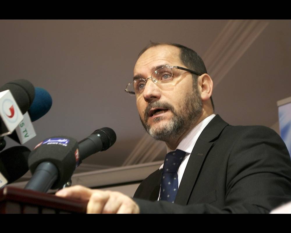 Abderrezak Makri, président du MSP, d'obédience islamiste. ©  AFP