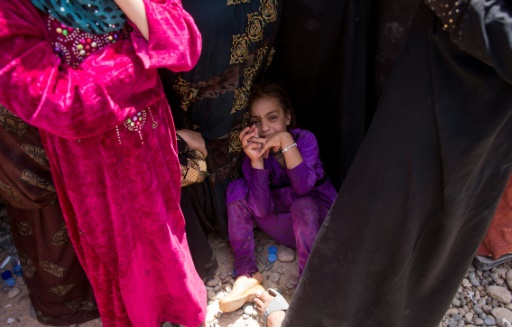 Des réfugiés à Hammam al-Alil, près de Mossoul, en Irak, le 14 mai 2017 © FADEL SENNA AFP