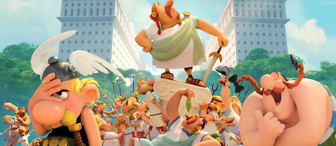 Asterix et sa bande dans Le Domaine des dieux.