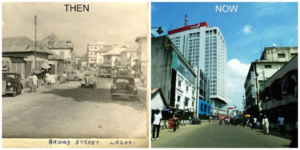 Broad Street is situated in Lagos Island. Avant et après. ©  DR