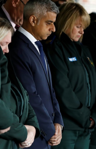 Le maire de Londres Sadiq Khan, le 6 juin 2017 dans la capitale britannique lors de la minute de silence en hommage aux victimes de l'attentat du 3 juin  © Odd ANDERSEN AFP