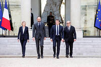 Marielle de Sarnez, qui accompagne Édouard Philippe, Emmanuel Macron et Jean-Yves Le Drian, a quitté le gouvernement. ©ETIENNE LAURENT